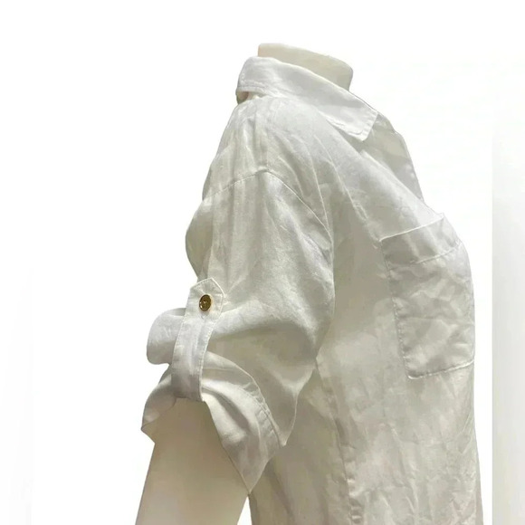 Michael Kors 100% Ramie Hi Low Short Sleeve Dress Tunic Size XS - Picture 6 of 13